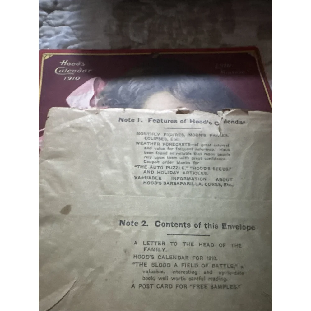 1910 Hood's Calendar Full Pad Little Rosebud Sarsaparilla Memorabilia